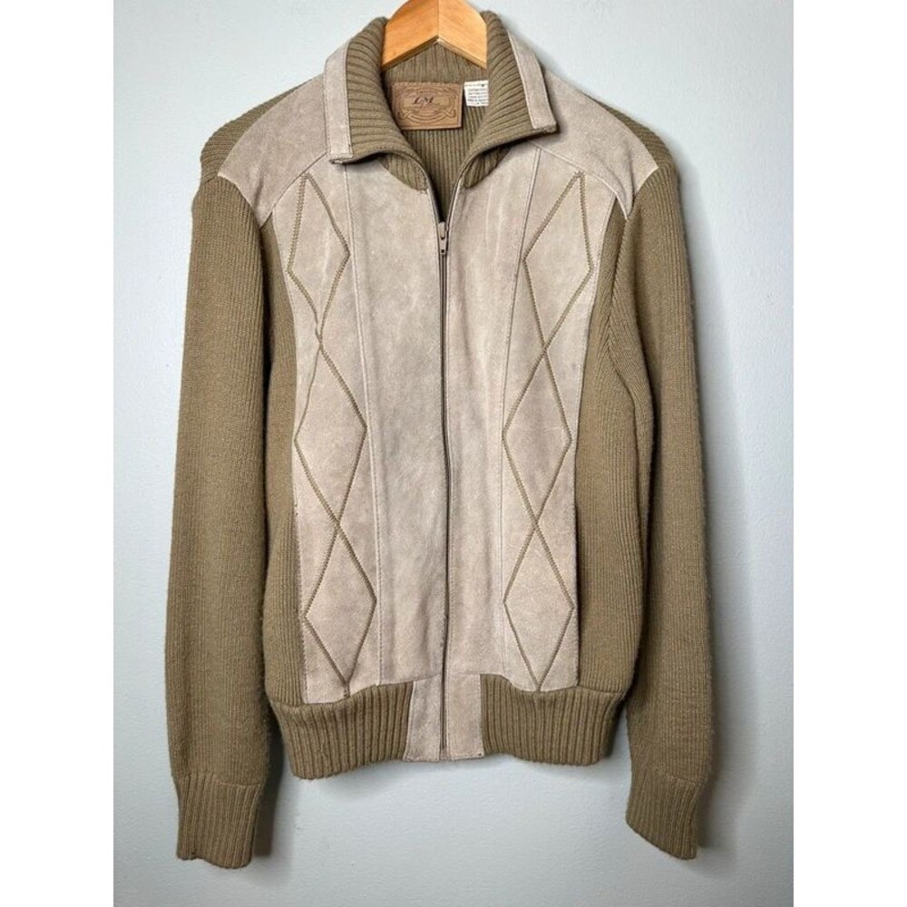 VTG 70s Suede Sweater Jacket Men’s M Grandpa Collegiate Professor